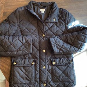 J crew quilted black jacket size M